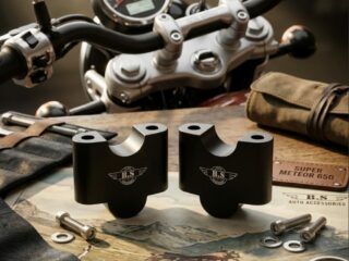 SUPER METEOR 650 HANDLE RISERS (BLACK) RUSTFREE ALUMINIUM  PRODUCT.