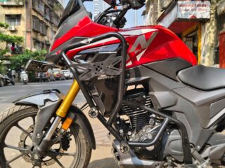 DOUBLE SLIDER CRASH GUARD FOR HONDA CB200X, STAINLESS STEEL RUSTFREE PRODUCT. BLACK