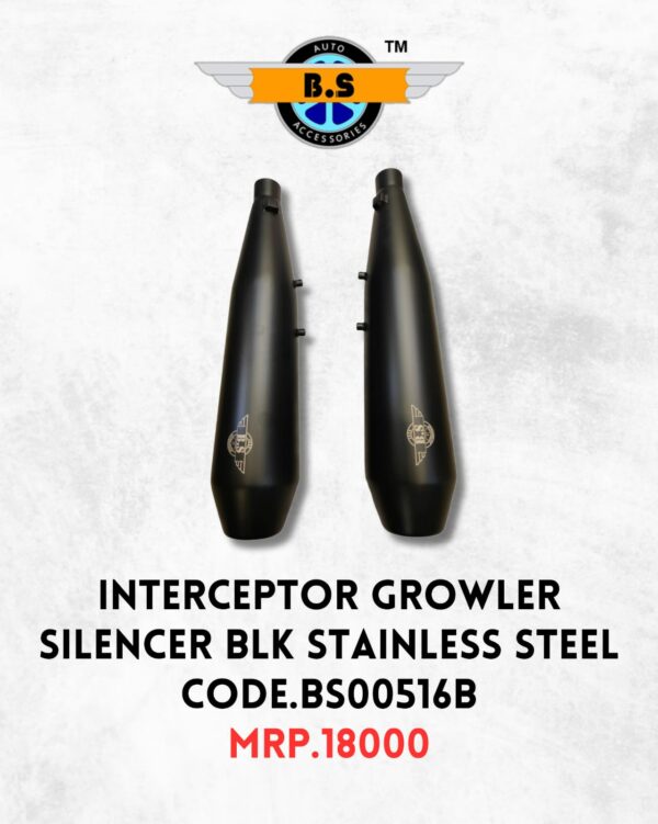 INTERCEPTOR / GT650 GROWLER EXHAUST (BLACK MATT FINISH) STAINLESS STEEL RUSTFREE PRODUCT