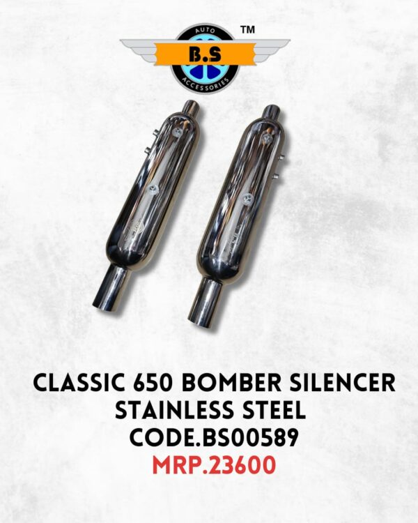 BOMBER EXHAUST FOR CLASSIC 650, STAINLESS STEEL RUSTFREE EXHUAST