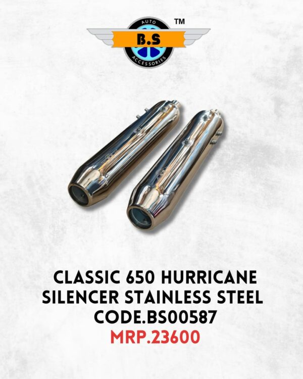 HURRICANE EXHAUST FOR CLASSIC 650, STAINLESS STEEL RUSTFREE PRODUCT