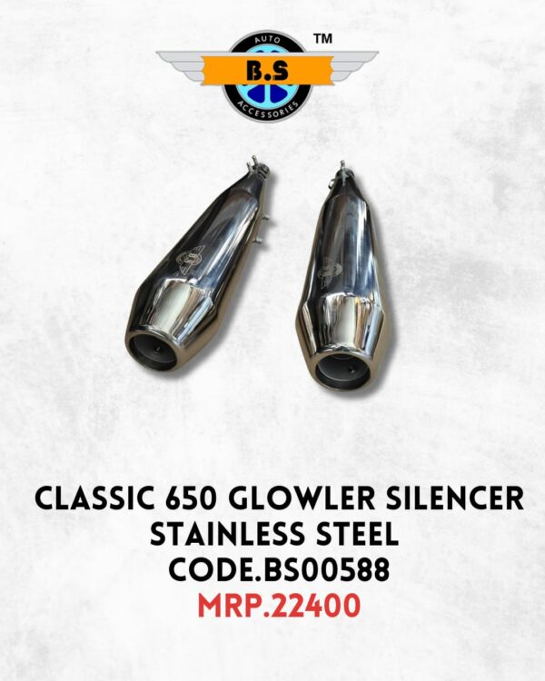 GLOWLER EXHAUST FOR CLASSIC 650, STAINLESS STEEL RUSTFREE EXHAUST