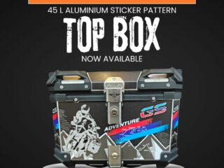 B.S AUTO ACCESSORIES BLACK GS GRAPHICS 45L ALUMINIUM TOP BOX