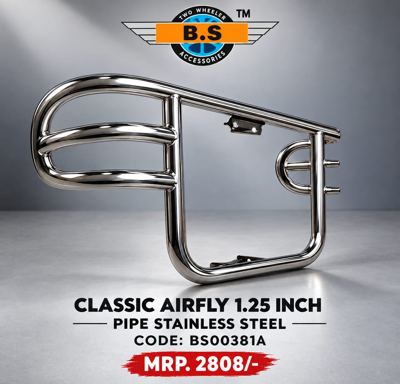 CLASSIC AIRFLY 1.25 INCH PIPE STANLESS STEEL CHROME.