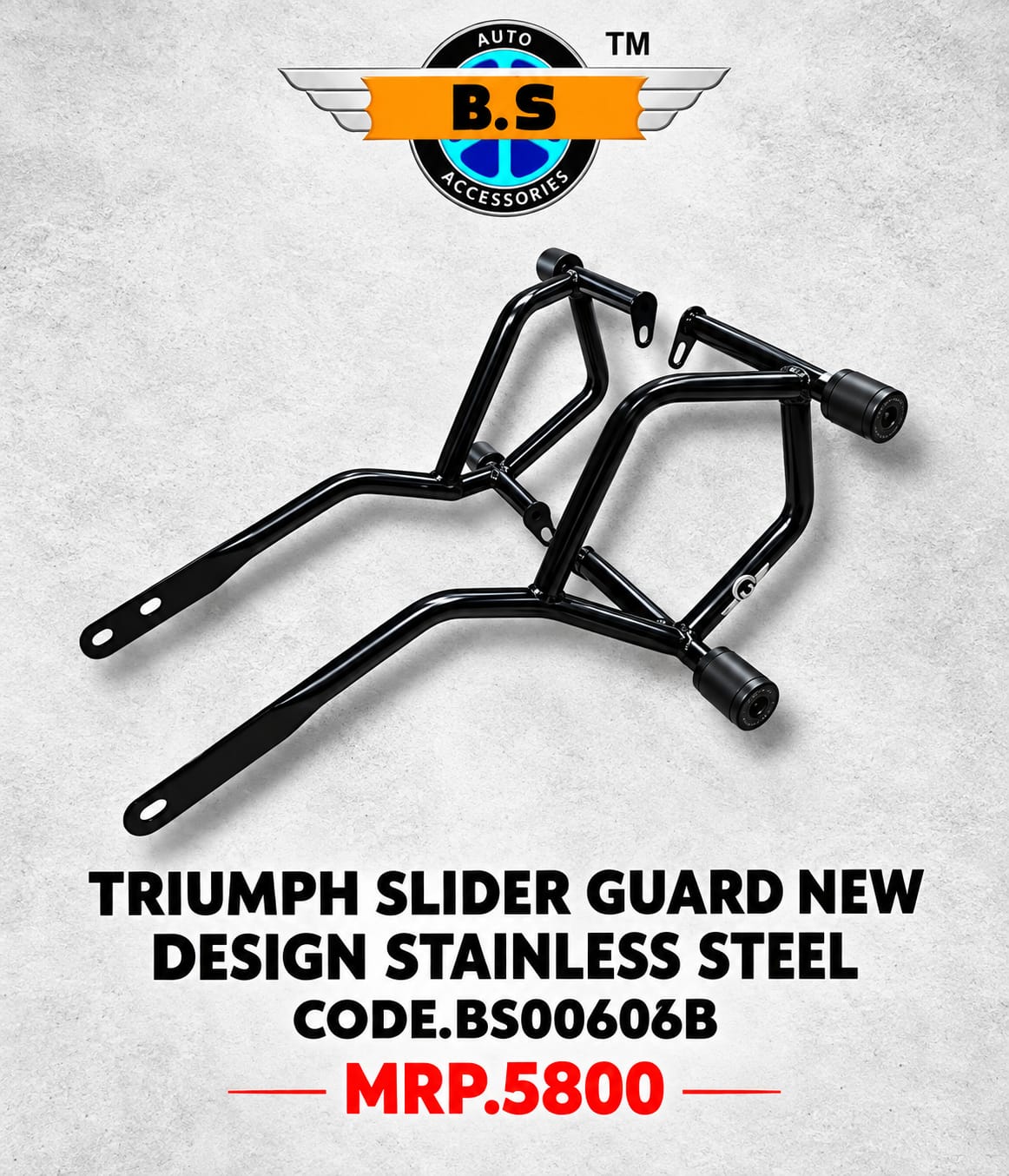 TRIUMPH SLIDER GUARD NEW DESIGN STAINLESS STEEL BLACK.