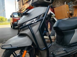 NEW JUPITER 113 BS6 NEW MODEL CRASH GUARD, STAINLESS STEEL RUSTFREE PRODUCT (BLACK)